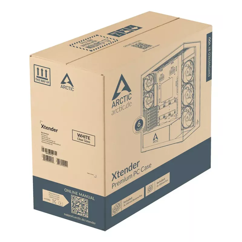 ARCTIC Xtender VG (White) Premium E-ATX PC Case with Vertical GPU Mounting