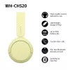Sony WHCH520Y.CE7, Wireless, Calls/Music, 20 - 20000 Hz, 147 g, Headset, Yellow