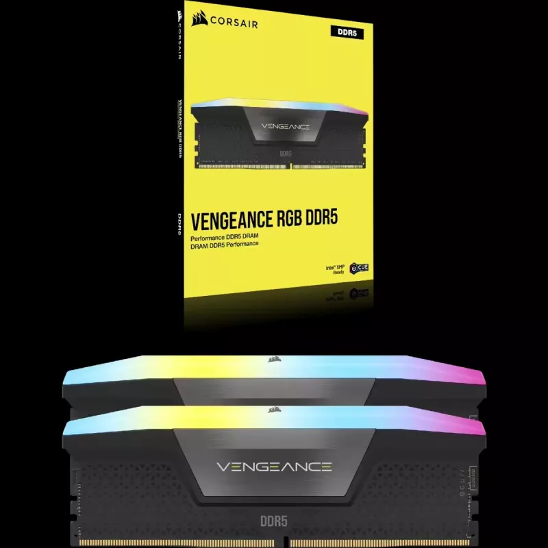 CORSAIR Memory 32GB DDR5 (2x16gb) Dram 6400mt/s CL36 Memory Kit Vengeance RGB - Black