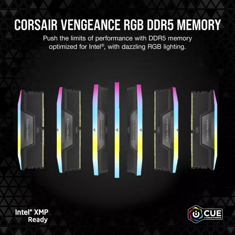 CORSAIR Memory 32GB DDR5 (2x16gb) Dram 6400mt/s CL36 Memory Kit Vengeance RGB - Black