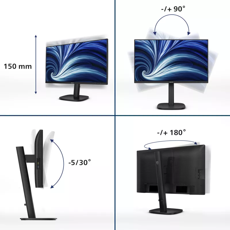 Philips 3000 series 24B2U3301/00 computer monitor 60.5 cm (23.8 inch) 1920 x 1080 pixels Full HD LCD Black