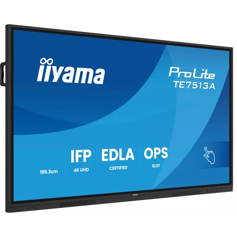 iiyama TE7513A-B1AG Signage Display Interactive flat panel 190.5 cm (75 inch) Wi-Fi 500 cd/m² 4K Ultra HD Black Touchscreen Built-in processor Android 18/7