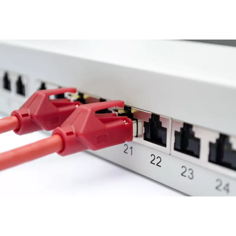 DIGITUS Patch Panel, CAT6A shielded, 1U, 24-port, 8P8C, bl RAL 9005, 483