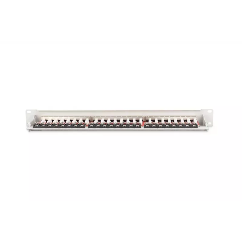 DIGITUS Patch Panel, CAT6A shielded, 1U, 24-port, 8P8C, bl RAL 9005, 483