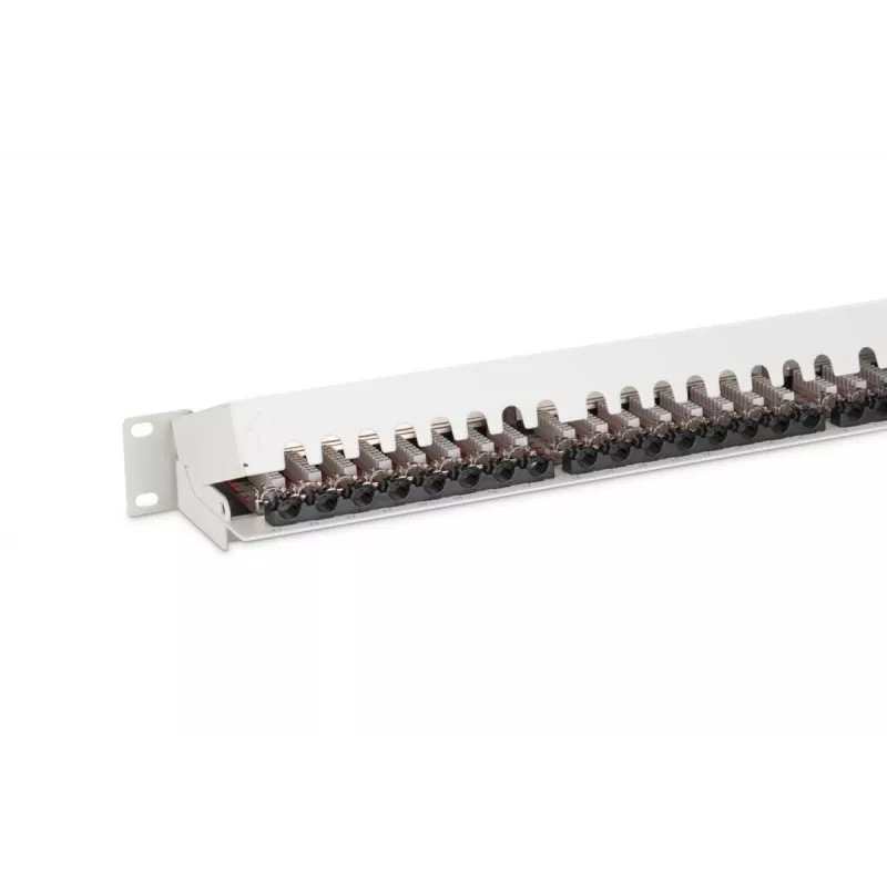 DIGITUS Patch Panel, CAT6A shielded, 1U, 24-port, 8P8C, bl RAL 9005, 483