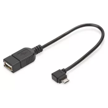 DIGITUS USB 2.0 adpter cable, OTG, type micro B - A M/F, 15cm USB 2.0 conform, right angle Black