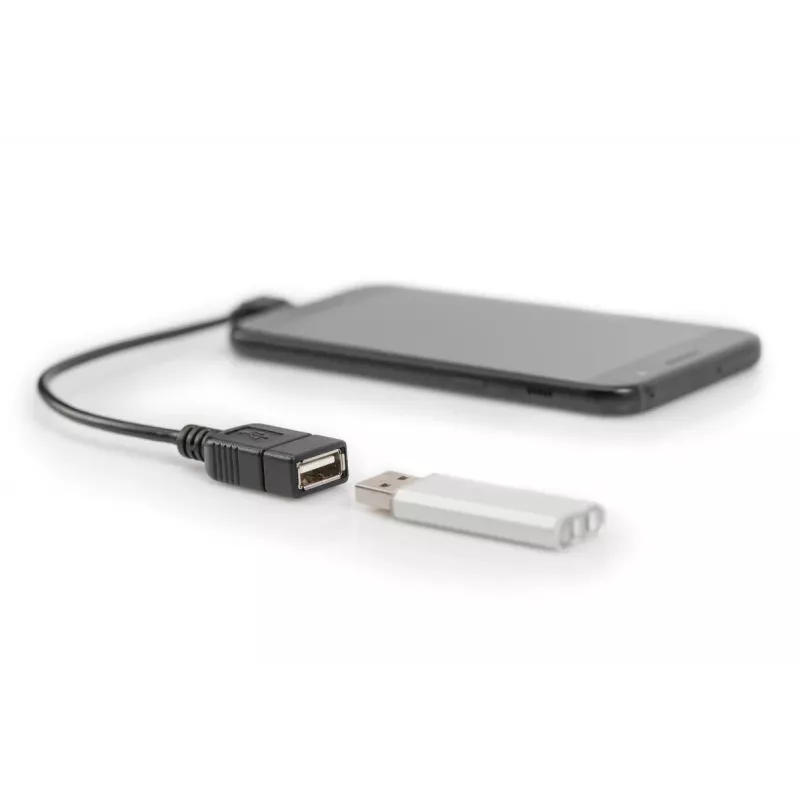DIGITUS USB 2.0 adpter cable, OTG, type micro B - A M/F, 15cm USB 2.0 conform, right angle Black