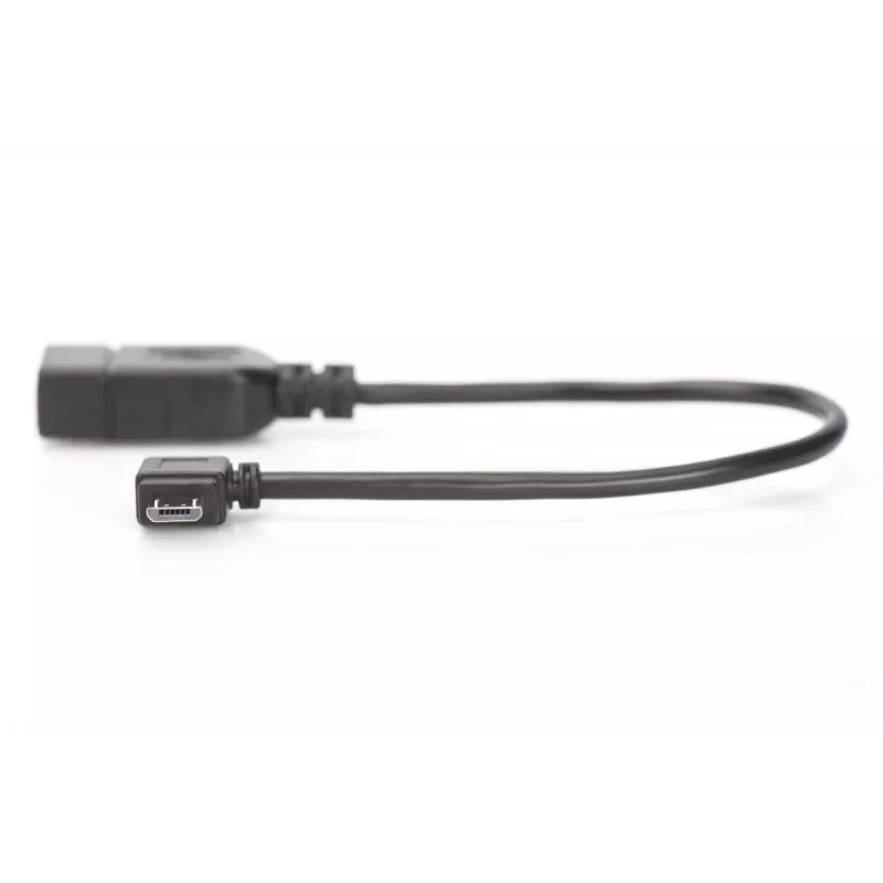 DIGITUS USB 2.0 adpter cable, OTG, type micro B - A M/F, 15cm USB 2.0 conform, right angle Black