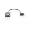 DIGITUS USB 2.0 adpter cable, OTG, type micro B - A M/F, 15cm USB 2.0 conform, right angle Black