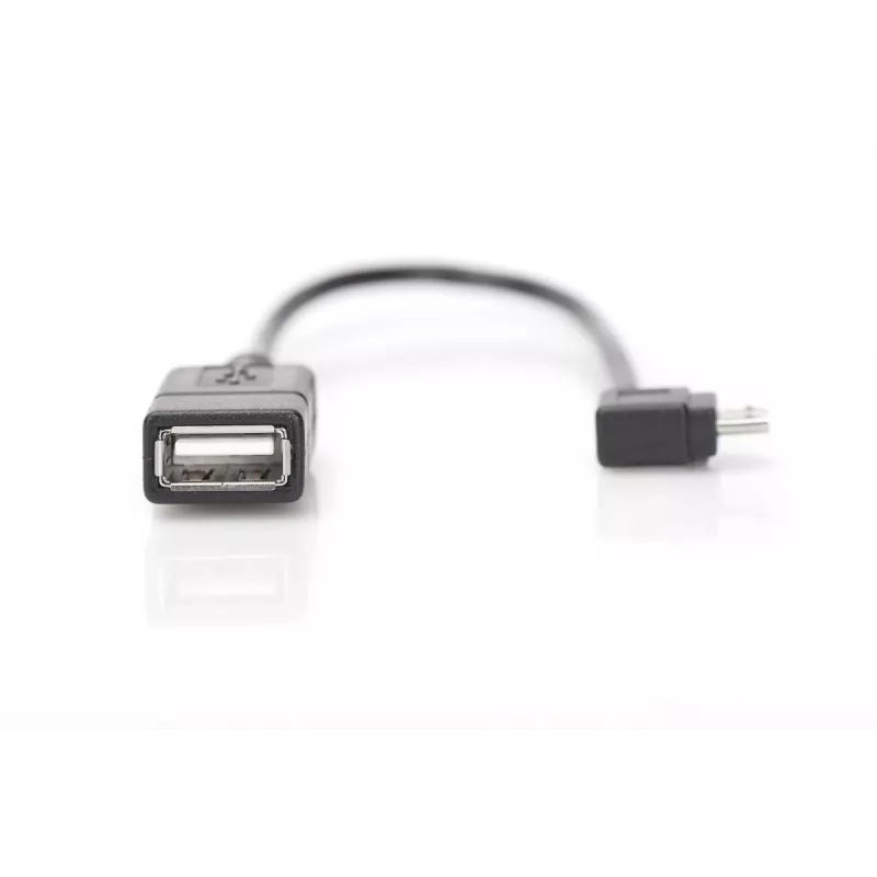 DIGITUS USB 2.0 adpter cable, OTG, type micro B - A M/F, 15cm USB 2.0 conform, right angle Black