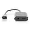 DIGITUS USB Type-C Splitter cable, type C - 3.5mm+type C M/F/F, 20cm Black