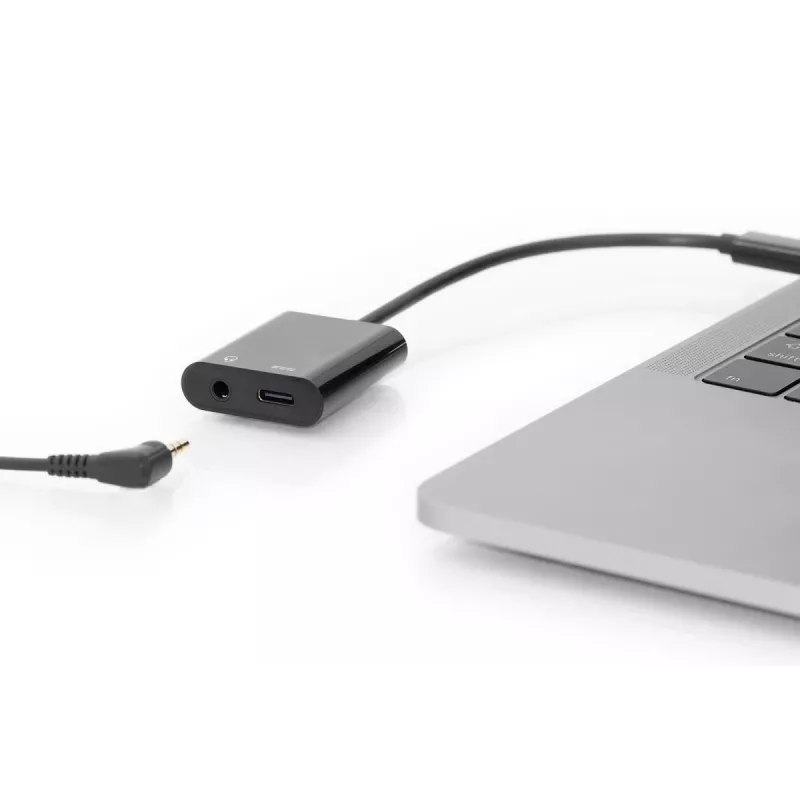DIGITUS USB Type-C Splitter cable, type C - 3.5mm+type C M/F/F, 20cm Black