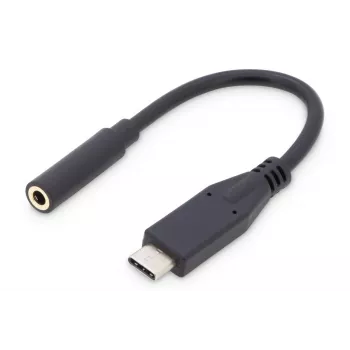 DIGITUS USB Type-C Audio adapter cable, Type-C - 3.5mm M/F, 20cm Audio input/output, Version 3.1, CE, black