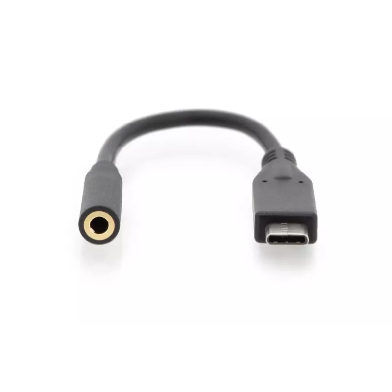 DIGITUS USB Type-C Audio adapter cable, Type-C - 3.5mm M/F, 20cm Audio input/output, Version 3.1, CE, black