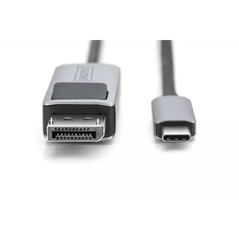 DIGITUS USB Type C to DP. adapter cable 8Ka30Hz. HBR3. Alu Housing. Black 2m