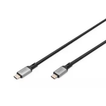 DIGITUS USB 4 connection cable. TypeC to TypeC. AL-Housing PP braid 8Ka60Hz. PD3.0. 40Gbits/s. 1m. black