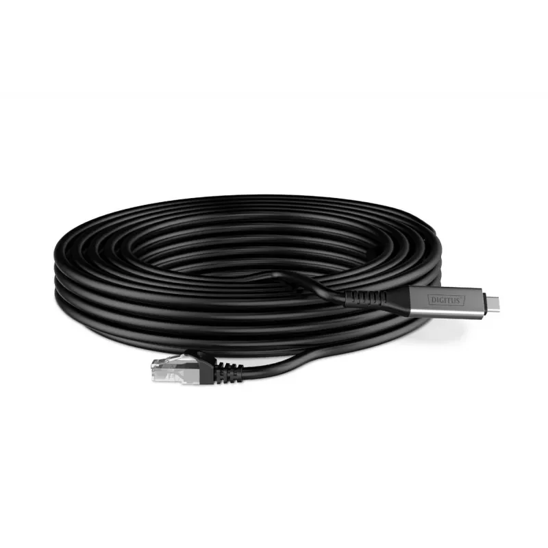 DIGITUS USB-C 3.2 Gen1 - RJ45 Ethernet cable - CAT6a S/FTP Black - 10m