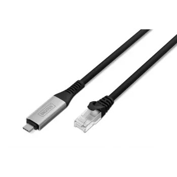 DIGITUS USB-C 3.2 Gen1 - RJ45 Ethernet cable - CAT6a S/FTP Black - 15m