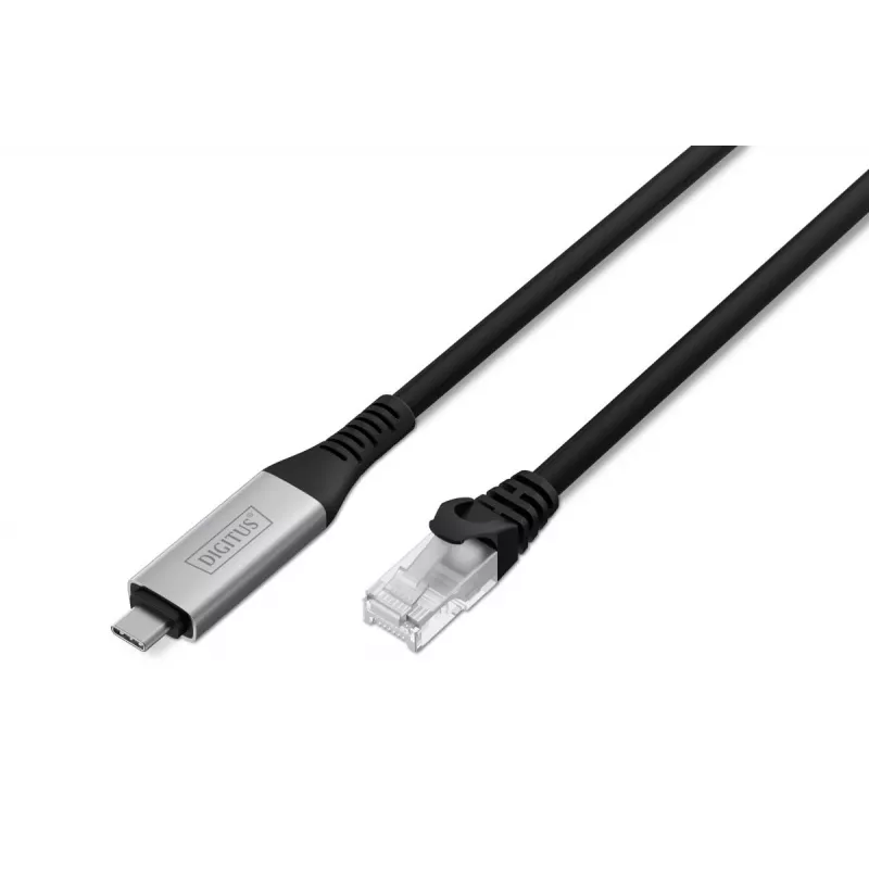DIGITUS USB-C 3.2 Gen1 - RJ45 Ethernet cable - CAT6a S/FTP Black - 15m