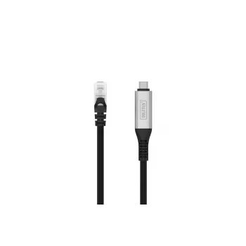 DIGITUS USB-C 3.2 Gen1 - RJ45 Ethernet cable - CAT6a S/FTP Black - 15m