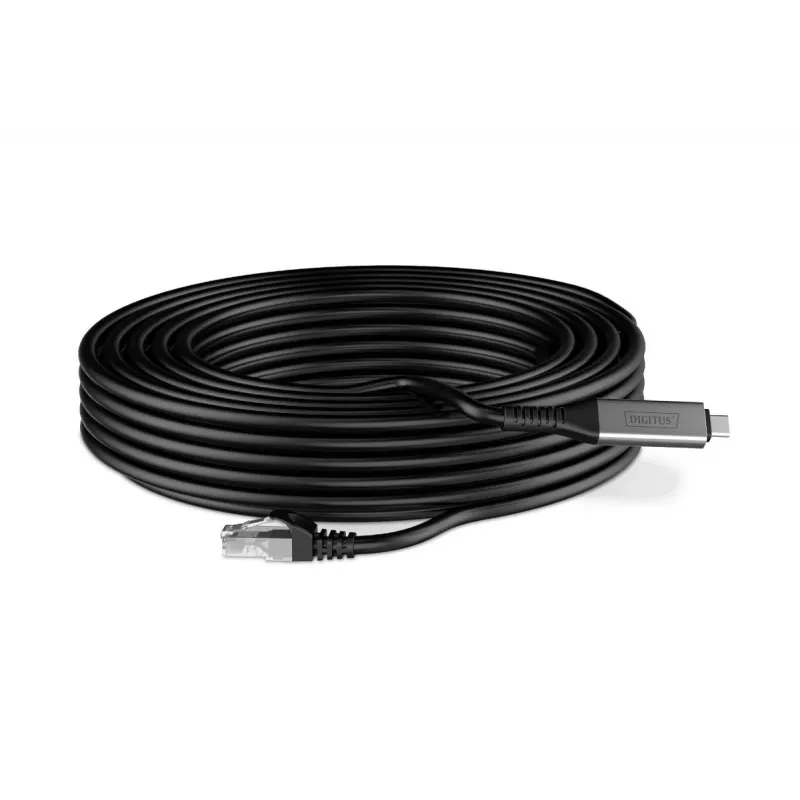 DIGITUS USB-C 3.2 Gen1 - RJ45 Ethernet cable - CAT6a S/FTP Black - 15m