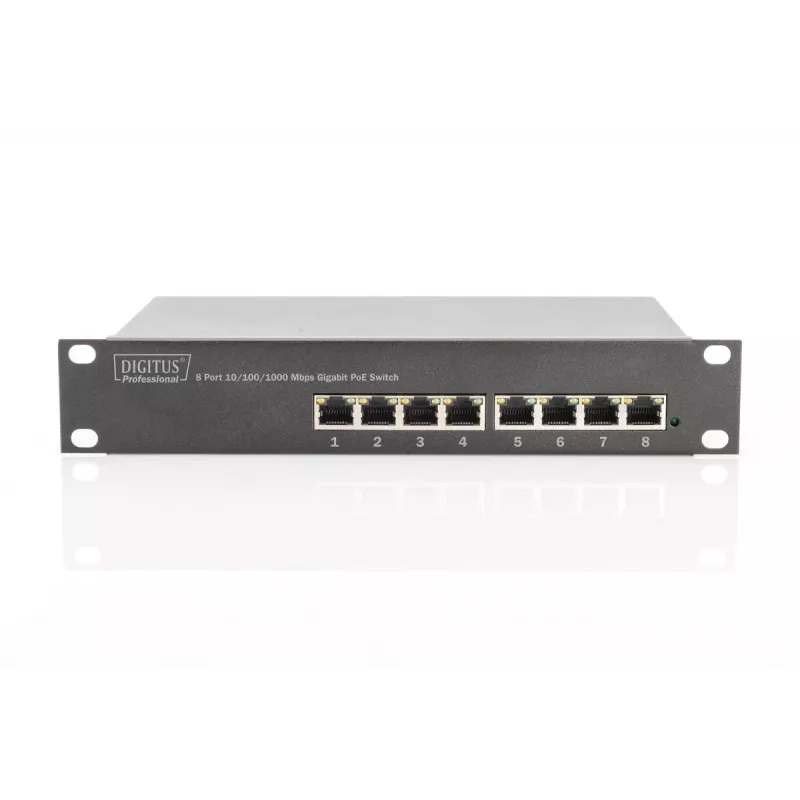 DIGITUS 8 Port Gigabit PoE Switch 10in 8x10/100/1000Mbps RJ45 PoE 96W