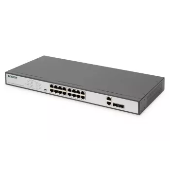DIGITUS Fast Ethernet PoE Switch 16-port PoE + 2 Combo. 250W PoE budget
