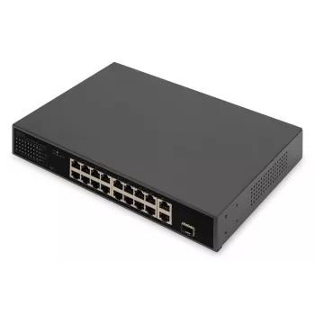 DIGITUS PoE Switch 16 Port 10/100 Mbps 16 x10/100Mbps PoE RJ45 Ports,1x GE RJ45,1x SFP