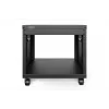 DIGITUS 8U Universal 19-Inch Equipment Rack with Castors, Threaded Mounting Holes, Black