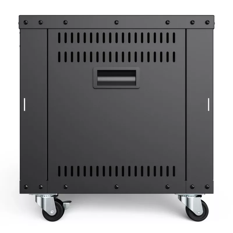 DIGITUS 8U Universal 19-Inch Equipment Rack with Castors, Threaded Mounting Holes, Black