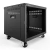 DIGITUS 8U Universal 19-Inch Equipment Rack with Castors, Threaded Mounting Holes, Black