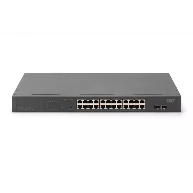 DIGITUS Unmanaged PoE Switch - 24-Port Gigabit + 2-Port Gigabit SFP
