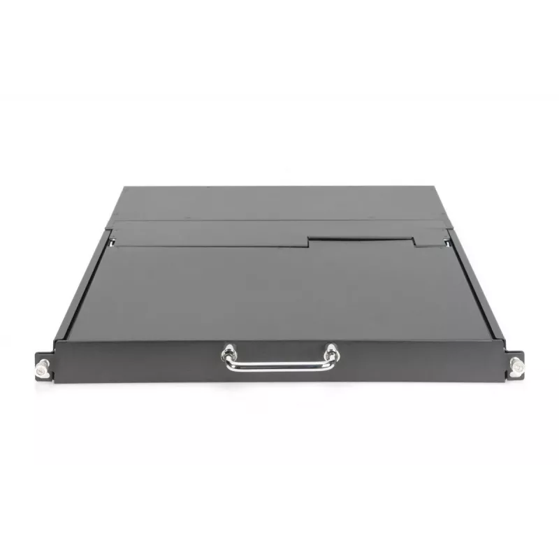DIGITUS Modularized HD LCD TFT console with 1 port KVM. RAL 9005 black - GE keyboard