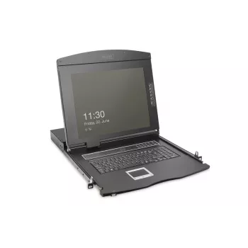 DIGITUS Modularized 43.2cm (19IN) HD TFT console with 1 port VGA. RAL 9005 black - GE keyboard