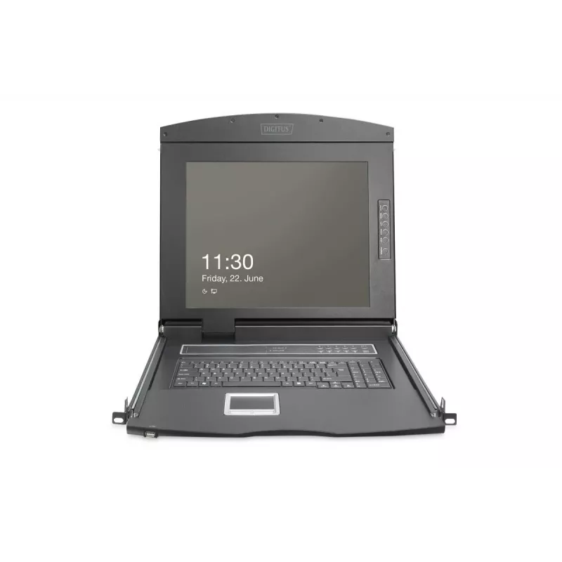 DIGITUS Modularized 43.2cm (19IN) HD TFT console with 1 port VGA. RAL 9005 black - GE keyboard