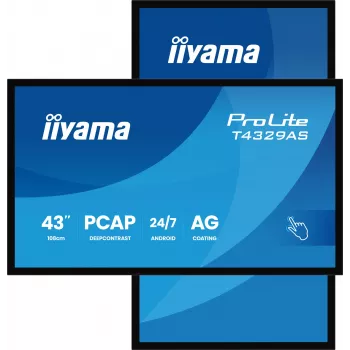 iiyama T4329AS-B1AG computer monitor 108 cm (42.5 inch) 3840 x 2160 pixels 4K Ultra HD LED Touchscreen Black