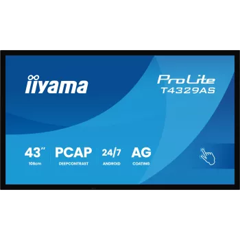 iiyama T4329AS-B1AG computer monitor 108 cm (42.5 inch) 3840 x 2160 pixels 4K Ultra HD LED Touchscreen Black