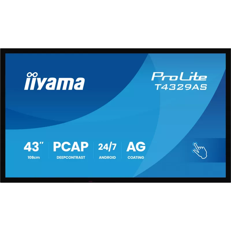iiyama T4329AS-B1AG computer monitor 108 cm (42.5 inch) 3840 x 2160 pixels 4K Ultra HD LED Touchscreen Black