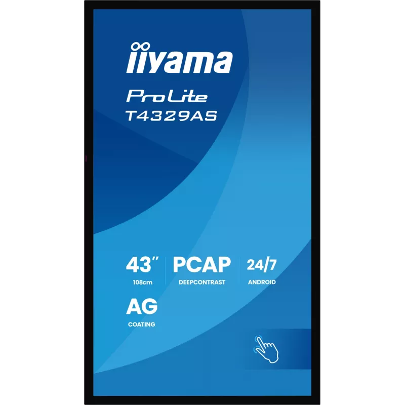iiyama T4329AS-B1AG computer monitor 108 cm (42.5 inch) 3840 x 2160 pixels 4K Ultra HD LED Touchscreen Black
