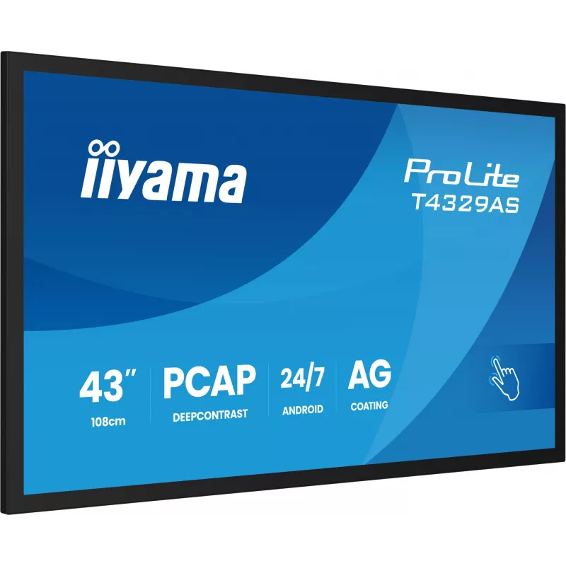 iiyama T4329AS-B1AG computer monitor 108 cm (42.5 inch) 3840 x 2160 pixels 4K Ultra HD LED Touchscreen Black