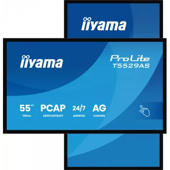 iiyama T5529AS-B1AG Signage Display Kiosk design 138.7 cm (54.6 inch) LED Wi-Fi 450 cd/m² 4K Ultra HD Black Touchscreen Built-in processor Android 24/7