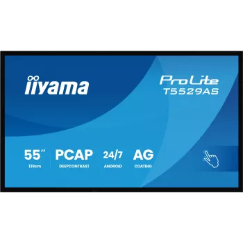 iiyama T5529AS-B1AG Signage Display Kiosk design 138.7 cm (54.6 inch) LED Wi-Fi 450 cd/m² 4K Ultra HD Black Touchscreen Built-in processor Android 24/7