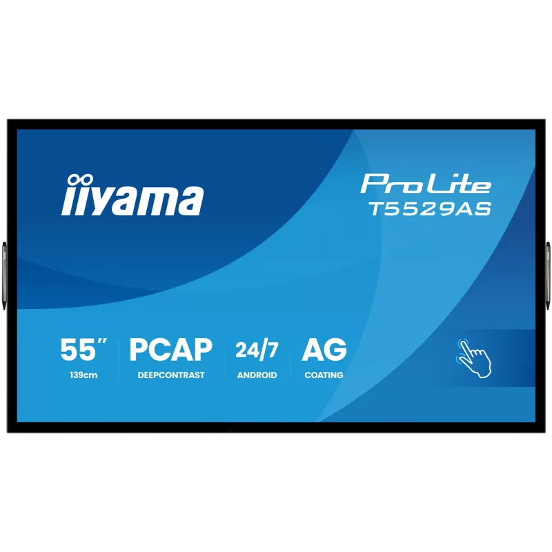 iiyama T5529AS-B1AG Signage Display Kiosk design 138.7 cm (54.6 inch) LED Wi-Fi 450 cd/m² 4K Ultra HD Black Touchscreen Built-in processor Android 24/7