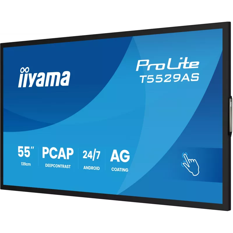 iiyama T5529AS-B1AG Signage Display Kiosk design 138.7 cm (54.6 inch) LED Wi-Fi 450 cd/m² 4K Ultra HD Black Touchscreen Built-in processor Android 24/7