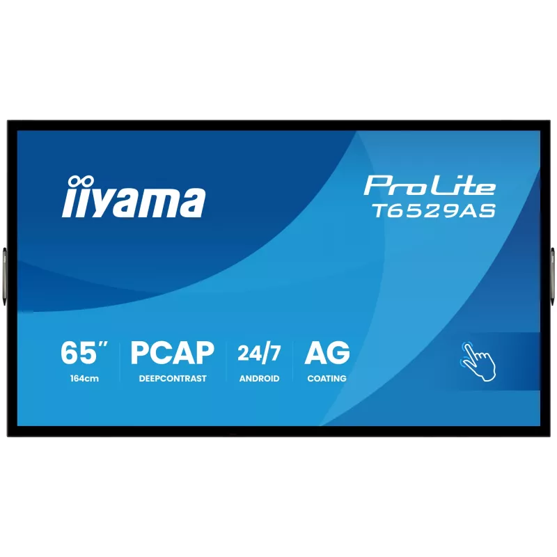 iiyama T6529AS-B1AG Signage Display Kiosk design 163.8 cm (64.5 inch) LED Wi-Fi 420 cd/m² 4K Ultra HD Black Touchscreen Built-in processor Android 24/7