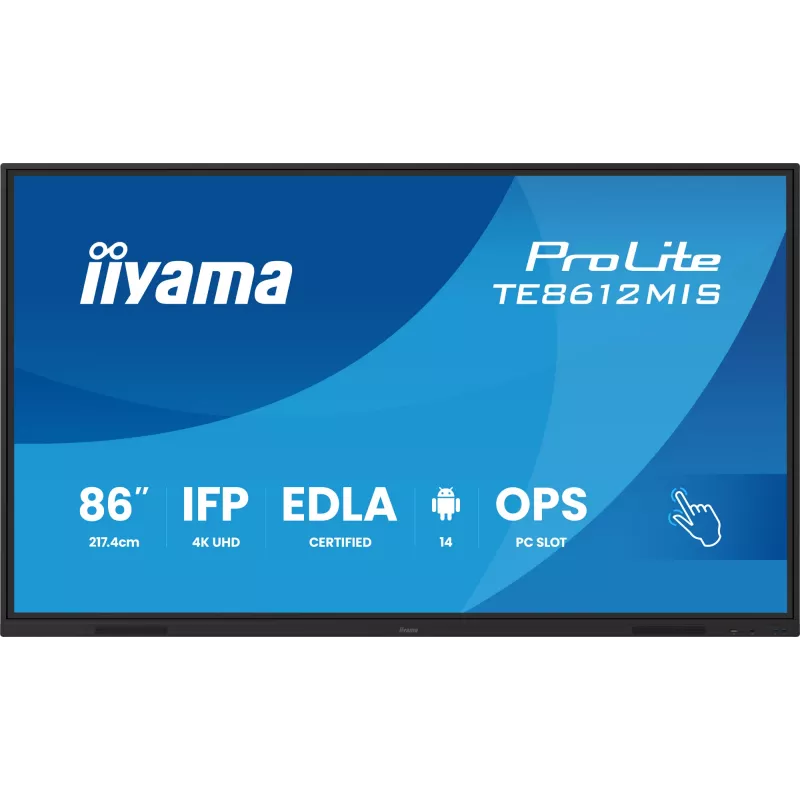iiyama TE8612MIS-B4AG Signage Display Kiosk design 2.17 m (85.6 inch) LCD Wi-Fi 400 cd/m² 4K Ultra HD Black Touchscreen Built-in processor Android 24/7