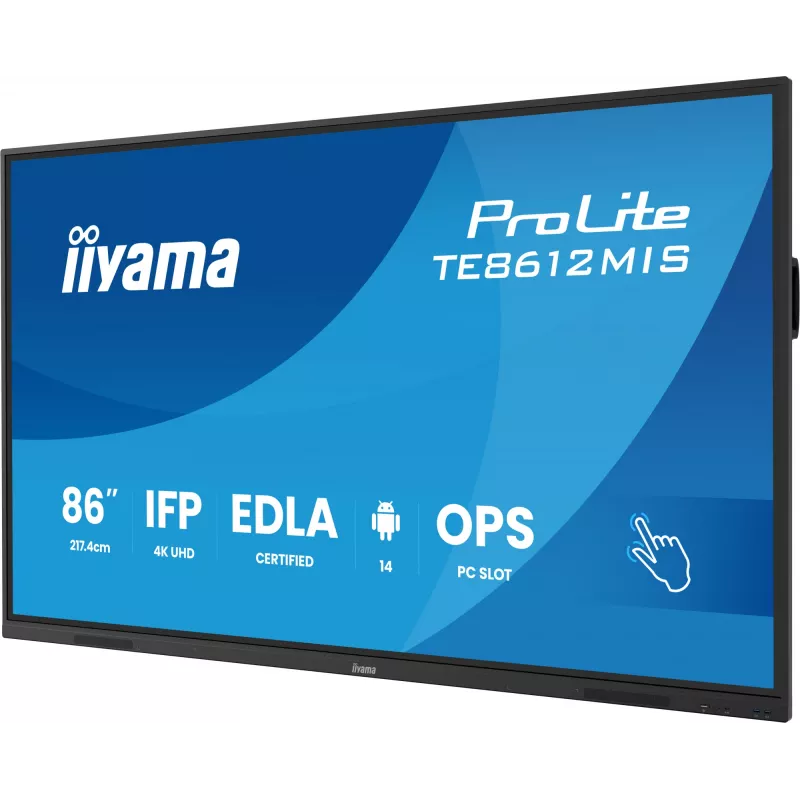 iiyama TE8612MIS-B4AG Signage Display Kiosk design 2.17 m (85.6 inch) LCD Wi-Fi 400 cd/m² 4K Ultra HD Black Touchscreen Built-in processor Android 24/7