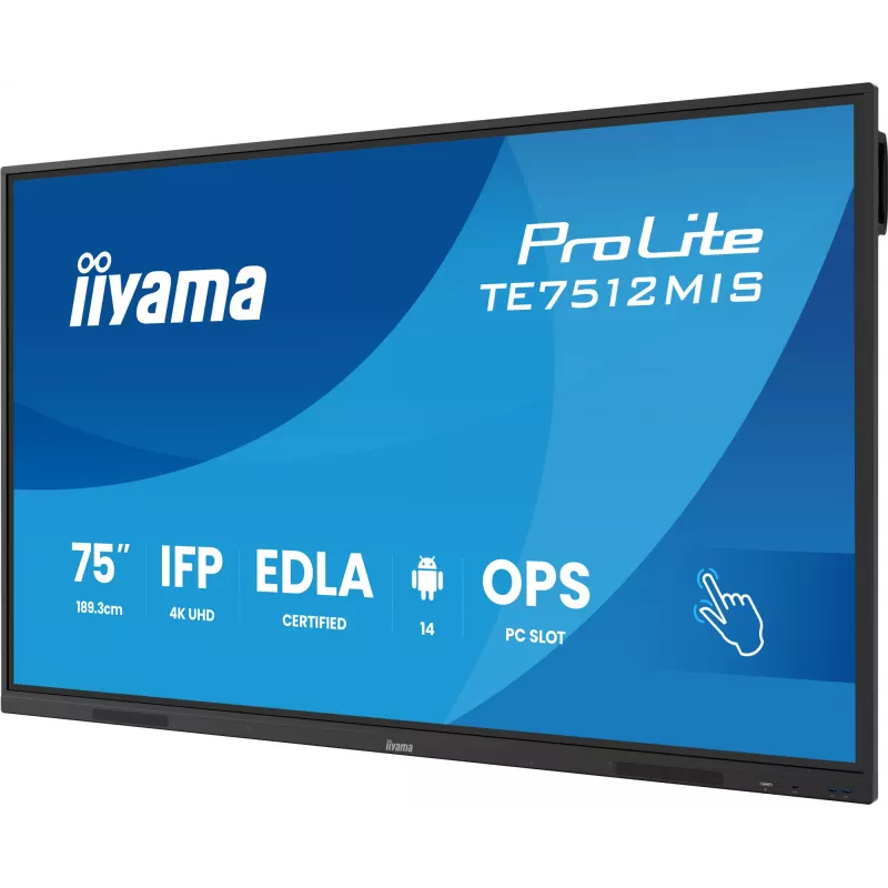 iiyama TE7512MIS-B4AG Signage Display Kiosk design 190.5 cm (75 inch) LCD Wi-Fi 400 cd/m² 4K Ultra HD Black Touchscreen Built-in processor Android 24/7