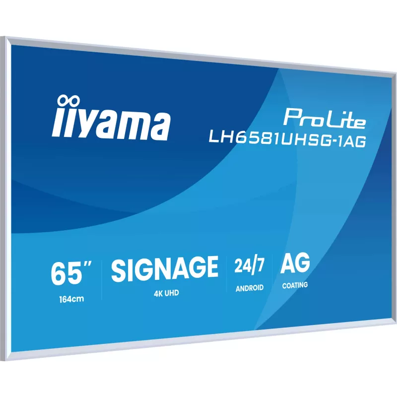iiyama LH6581UHSG-1AG Signage Display Digital signage flat panel 163.8 cm (64.5 inch) Wi-Fi 500 cd/m² 4K Ultra HD White Built-in processor Android 24/7