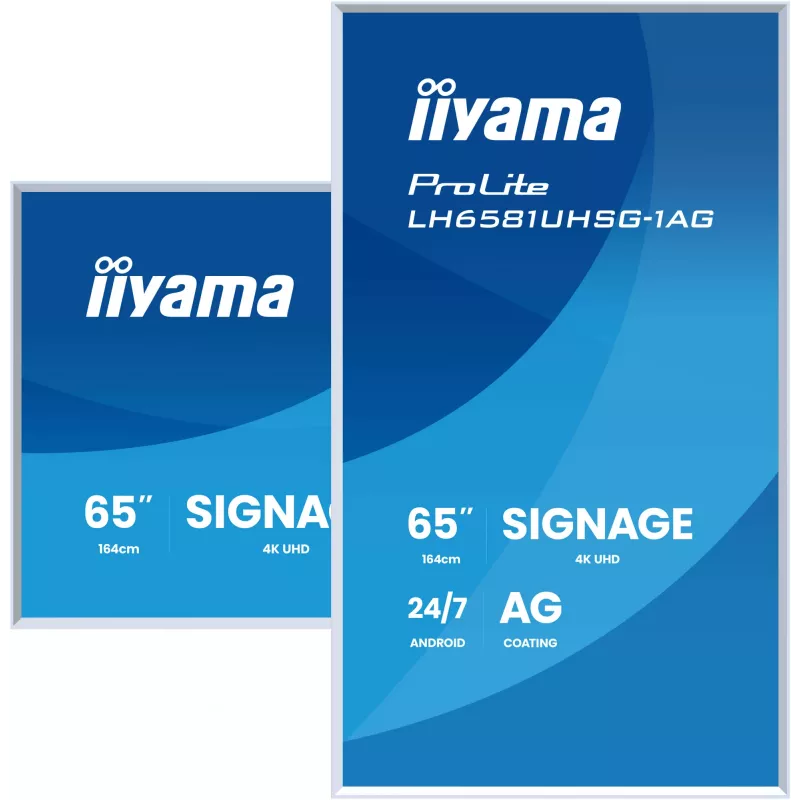 iiyama LH6581UHSG-1AG Signage Display Digital signage flat panel 163.8 cm (64.5 inch) Wi-Fi 500 cd/m² 4K Ultra HD White Built-in processor Android 24/7